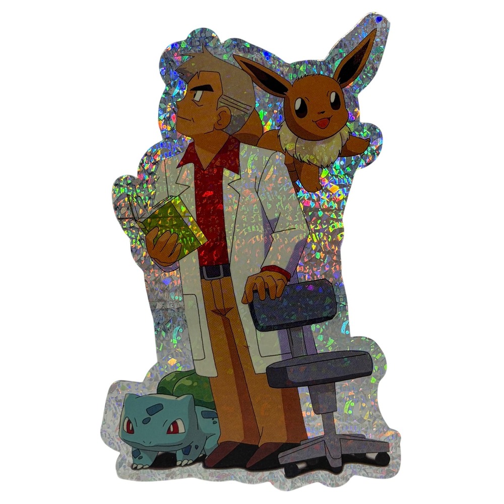 Professor Oak Pokemon Holographic Sticker Eevee Bulbasaur Decal 5.5 Inch